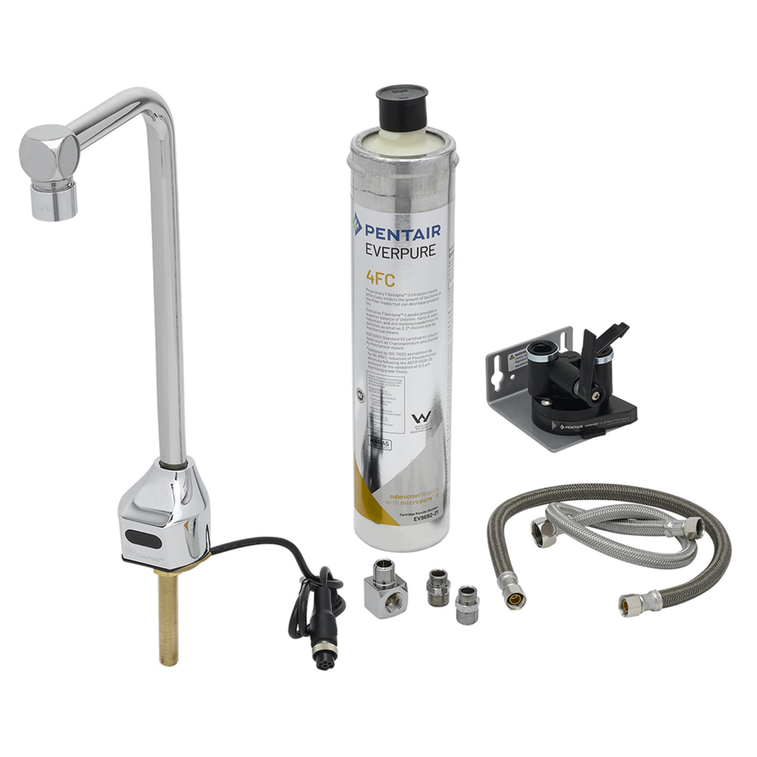 T&S EC-1210-12-WFK Deck Mount Hands Free Glass/Bottle Filler w/ 12" Nozzle & Water Filtration - 1.5 GPM, Chrome