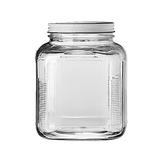 Anchor 85787AHG17 2 qt Glass Cracker Jar w/ Brushed Metal Lid, Clear