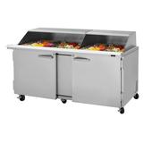 Turbo Air PST-72-30-N-SL PRO Series 72 5/8" Sandwich/Salad Prep Table w/ Refrigerated Base, 115v, Holds 30 Sixth-Size Pans, 2 Solid Locking Doors, Stainless Steel