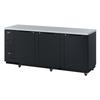 Turbo Air TBB-4SBD-N 90 3/8" Bar Refrigerator - 3 Swinging Solid Doors, Black, 115v