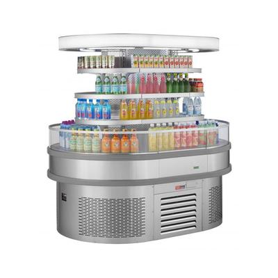 Turbo Air TIOM-20RSRS-N 48" Vertical Island Open Air Cooler w/ (4) Levels, 220v/1ph, Refrigerated, Self-Serve, Silver