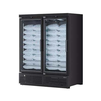 Turbo Air TJMI-55SDB-N 65 1/8" Indoor Ice Merchandiser w/ Bottom Mount Compressor - Glass Door, 115v, 60 Cu. Ft. Capacity, Black