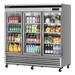 Turbo Air TSR-72GSD-N Super Deluxe 81 7/8" 3 Section Reach In Refrigerator, (3) Left/Right Hinge Glass Doors, 115v, Silver