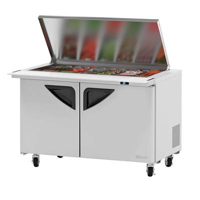 Turbo Air TST-48SD-18-N-FL 48 1/4" Super Deluxe Mega Top Sandwich/Salad Prep Table w/ Refrigerated Base, 115v, Insulated Cover, Stainless Steel