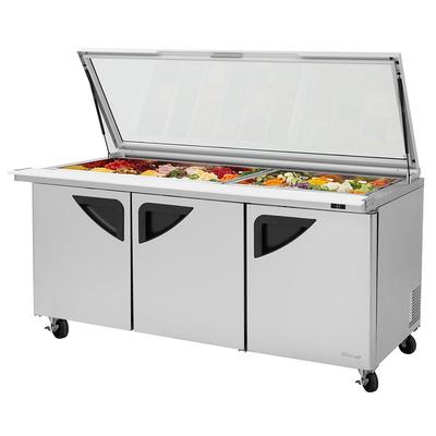 Turbo Air TST-72SD-30-N-GL 72 5/8" Super Deluxe Mega Top Sandwich/Salad Prep Table w/ Refrigerated Base, 115v, Stainless Steel