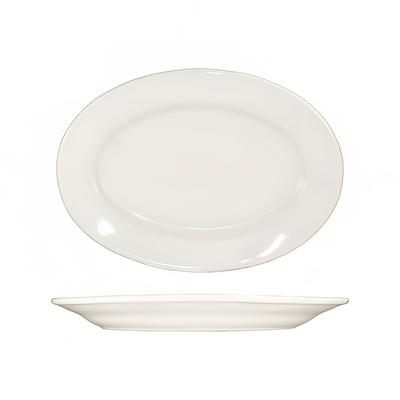 ITI RO-14 12 1/2" x 9" Oval Roma Platter - Ceramic, American White