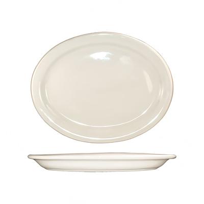 ITI VA-14 13 1/4" x 10 3/8" Oval Valencia Platter - Ceramic, American White