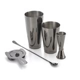 Barfly M37101BK Basics 5-Piece Cocktail Shaker Set - Gun Metal Black