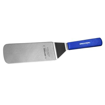 Dexter Russell S286-8H-PCP SANI-SAFE 8"x3" Grill Turner w/ Polypropylene Blue Handle, Stainless Steel
