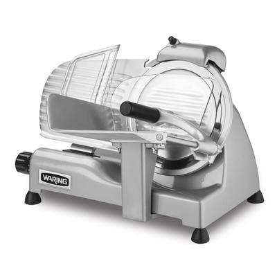 Waring WCS220SV Manual Meat & Cheese Commercial Slicer w/ 8 1/2" Blade, Belt Driven, Aluminum, 3/4 hp, Metallic, 120 V