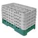 Cambro 10HS958119 Camrack Glass Rack - (5)Extenders, 10 Compartments, Sherwood Green, 5 Extenders, Green/Soft Gray