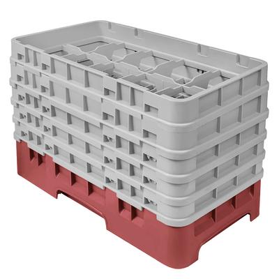 Cambro 10HS958416 Camrack Glass Rack - (5)Extenders, 10 Compartments, Cranberry, 5 Extenders, Cranberry/Soft Gray, Red