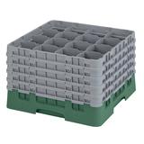 Cambro 16S1058119 Camrack Glass Rack w/ (16) Compartments - (5) Gray Extenders, Sherwood Green, 11" Max Height
