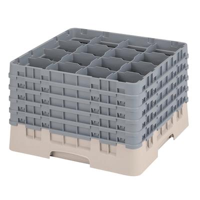 Cambro 16S1058184 Camrack Glass Rack w/ (16) Compartments - (5) Gray Extenders, Beige, 11