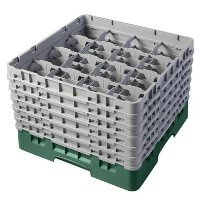 Cambro 16S1114119 Camrack Glass Rack w/ (16) Compartments - (6) Gray Extenders, Green, 11-3/4