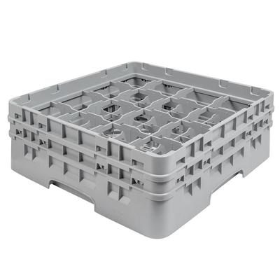 Cambro 16S434151 Camrack Glass Rack w/ (16) Compartments - (2) Gray Extenders, Soft Gray, 2 Gray Extenders