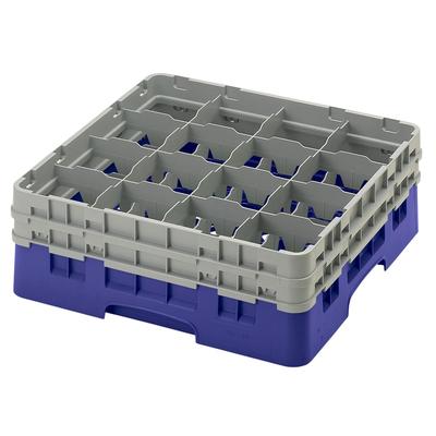 Cambro 16S534186 Camrack Glass Rack w/ (16) Compartments - (2) Gray Extenders, Navy Blue, 2 Soft Gray Extenders