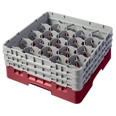 Cambro 20S638416 Camrack Glass Rack w/ (20) Compartments - (3) Gray Extenders, Cranberry, 20 Compartments, Red
