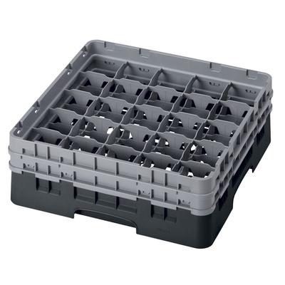 Cambro 25S434110 Camrack Glass Rack w/ (25) Compartments - (2) Gray Extenders, Black