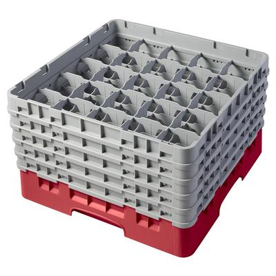 Cambro 25S958163 Camrack Glass Rack w/ (25) Compartments - (5) Gray Extenders, Red, 25 Compartments