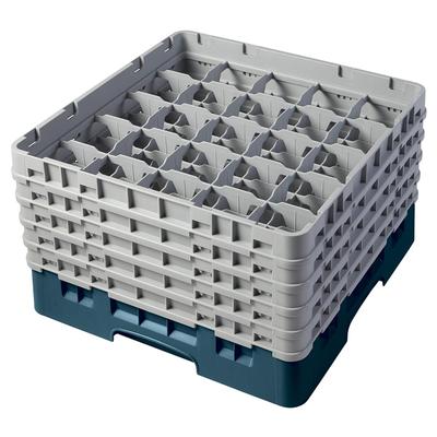 Cambro 25S958414 Camrack Glass Rack w/ (25) Compartments - (5) Gray Extenders, Teal, 25 Compartments, Blue