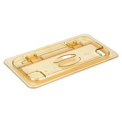 Cambro 30HPLN150 FlipLid Hot Food Pan Cover - 1/3 Size, Notched, Hinged, Amber, High-Heat Tolerant, Yellow