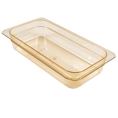 Cambro 32HP150 2 1/2"D Third Size High Temp Food Pan - Non Stick, Amber, Yellow