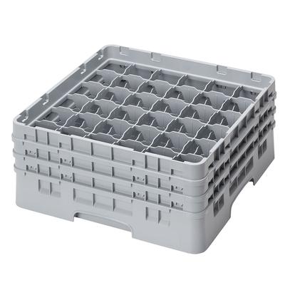 Cambro 36S638151 Camrack Glass Rack w/ (36) Compartments - (3) Gray Extenders, Soft Gray, Full Size
