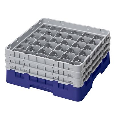 Cambro 36S638186 Camrack Glass Rack w/ (36) Compartments - (3) Gray Extenders, Navy Blue, 36 Compartments, Full Size
