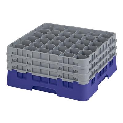 Cambro 36S738186 Camrack Glass Rack w/ (36) Compartments - (3) Gray Extenders, Navy Blue, 3 Extenders