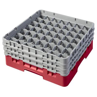 Cambro 49S638163 Camrack Glass Rack w/ (49) Compartments - (3) Gray Extenders, Red, 49 Compartments, 3 Extenders