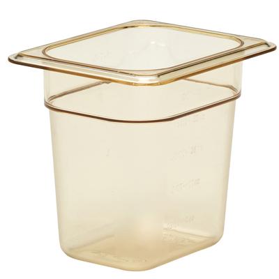 Cambro 86HP150 6"D Eighth Size High Temp Food Pan - Non-Stick, 6" Deep, Amber