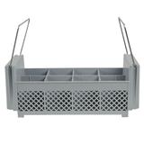 Cambro 8FB434151 Flatware Washing Basket with Handles - Half Size, 8 Compartment, Soft Gray