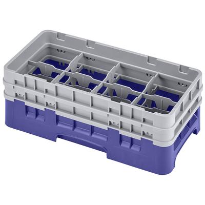 Cambro 8HS434186 Camrack Glass Rack - Half Size, (2)Extenders, 8 Compartments, Navy Blue