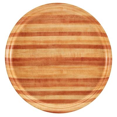 Cambro 900303 9" Round Serving Camtray - Fiberglass, Light Butcher Block, Brown, 1 Dozen
