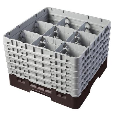 Cambro 9S1114167 Camrack Glass Rack w/ (9) Compartments - (6) Extenders, Brown, 9 Compartment