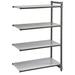 Cambro CBA184864S4580 Camshelving Basics Solid Add-On Shelf Kit - 4 Shelves, 48"L x 18"W x 64"H, 4 Solid Shelves