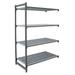 Cambro CBA214864V4580 Camshelving Basics Vented Add-On Shelf Kit - 4 Shelves, 48"L x 21"W x 64"H, 4 Tiers