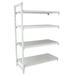 Cambro CPA216084VS4PKG Camshelving Premium Vented/Solid Add-On Shelving Unit - 4 Shelves, 60"L x 21"W x 84"H, 3 Vented Shelves and 1 Solid Shelf