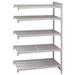 Cambro CPA185472V5480 Camshelving Premium Vented Add-On Shelving Unit - 4 Shelves, 54"L x 18"W x 72"H, 5 Vented Shelves, Gray