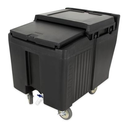 Cambro ICS125L110 125 lb SlidingLid Insulated Mobile Ice Caddy - Plastic, Black, 125 lb Capacity, SlidingLid Series