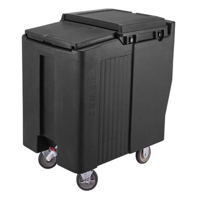 Cambro ICS175T110 175 lb SlidingLid Insulated Mobile Ice Caddy - Plastic, Black, 175 lb Capacity