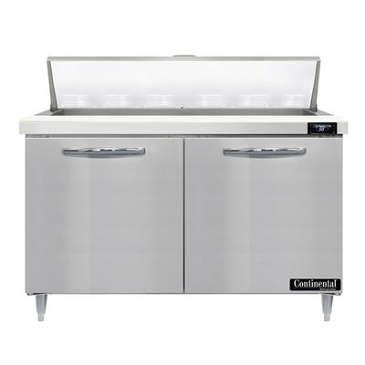 Continental D48N12 48" Designer Line Sandwich/Salad Prep Table w/ Refrigerated Base, 115v, Stainless Steel