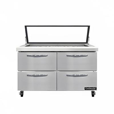 Continental SW48N18M-HGL-FB-D 48" Sandwich/Salad Prep Table w/ Refrigerated Base, 115v, Stainless Steel