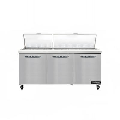 Continental SW72N30M 72" Sandwich/Salad Prep Table w/ Refrigerated Base, 115v, 30 Pans, 10" Cutting Board, Stainless Steel