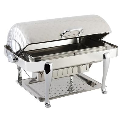 Bon Chef 19040CHH Elite Full Size Chafer w/ Roll-top Lid & Chafing Fuel Heat, Roman Legs, Silver