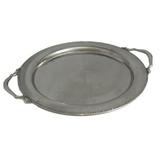 Bon Chef 61334 13" Round Tray w/ Handle & Etching, Border, Stainless, Silver