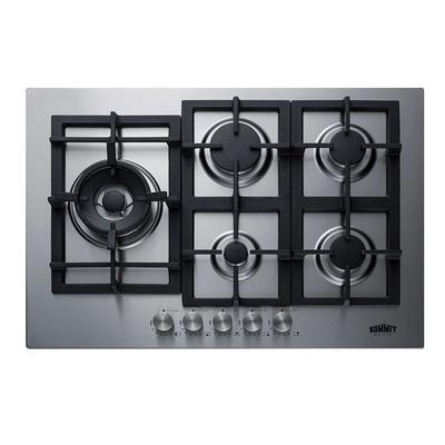 Summit GCJ5SS 29 1/2"W Gas Stove w/ (5) Burners - Cast Iron Grates, Natural Gas, Stainless Steel, Gas Type: NG