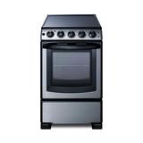 Summit REX2071SSRT 20"W Electric Stove w/ (4) Burners - Stainless/Black, 220v/1ph, 20" Width, Stainless Steel