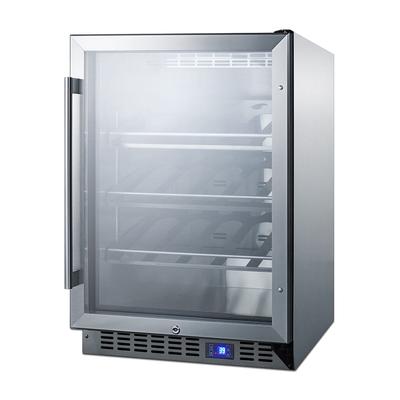Summit SCR611GLOSCH 24" 1 Section Commercial Wine Cooler w/ (1) Zone - 20 Bottle Capacity, 115v, Silver